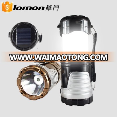 6 In 1 Wholesale Logo Branding Hanging Usb Flashlight Lantern Rechargeable Led Camping Solar Lantern